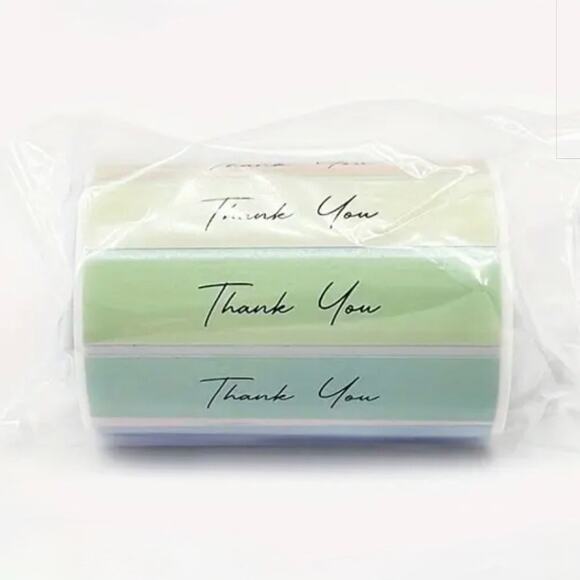 New 200 Piece Roll Self-Adhesive Narrow Rectangular Thank You Stickers - Picture 6 of 6